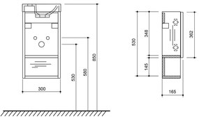 Biela závesná skrinka bez umývadla 30x53 cm Latus Xi – Sapho