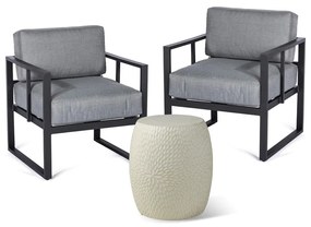 Sivá hliníková záhradná lounge súprava pre 2 – Bonami Essentials