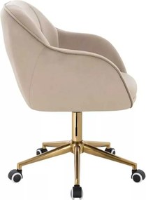 LuxuryForm DESIGN Stolička AVOLA VELUR na zlatej podstave s kolieskami - latte