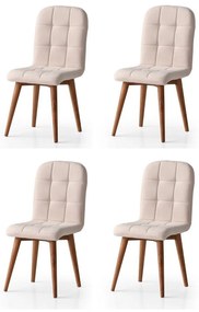 Súprava jedálenských stoličiek Retro Cream and Walnut, 4 ks