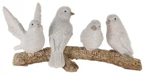 Biele zimné vtáčiky na vetvičke 16x7 cm