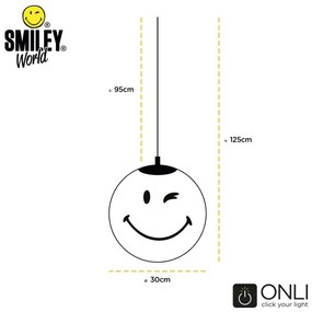 ONLI - Detský závesný luster SMILEY na lanku 1xE27/15W/230V biela