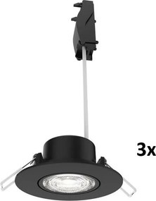 Philips – sada 3 ks stmievateľných podhľadových svietidiel CILANTRO LED, 5 W, 230 V, 2700 K, čierna