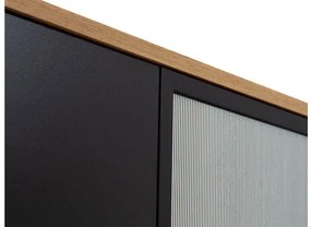 Vitrína Brulpin 3D, Osvetlenie: osvetlenie LED biele, Farby: dub artisan / čierny