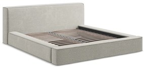 Svetlosivá čalúnená dvojlôžková posteľ s úložným priestorom s roštom 160x200 cm Noho – Makamii