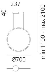 Artemide 1992010APP-LED St. luster na lanku DISCOVERY LED/40W/230V 3000K antracit