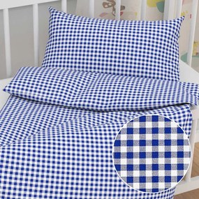 Biante Detské bavlnené posteľné obliečky do postieľky Sandra SA-057 Modro-biele kocky Do postieľky 90x130 a 40x60 cm