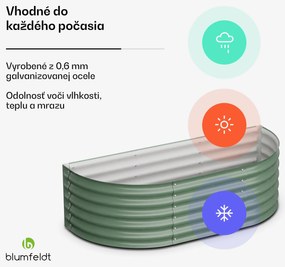 Blumfeldt High Grow Extended, vzvýšený záhon, 150 x 43 x 60 cm, z vlnitého oceľového plechu, jednoduchá montáž, odolný voči hrdzi a mrazu