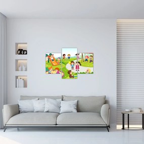 Obraz detských radovánok na pieskovisku (90x60 cm)