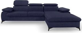 Rohová sedacia súprava Scala, tmavo modrá látka, pravý roh