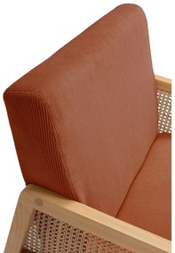 Menčestrové kreslo s výpletom v tehlovej farbe Debra – Marckeric