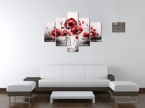 Gario Ručne maľovaný obraz Červené Vlčie maky - 5 dielny Rozmery: 150 x 105 cm
