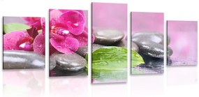5-dielny obraz orchidea s nádychom relaxu