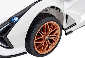Ramiz Lamborghini SIAN Batéria pre deti biela + diaľkové ovládanie + EVA + pomalý štart + zvuková LED dióda
