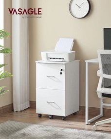 2-zásuvková kartotéka, uzamykateľná s kolieskami, 43 x 44,5 x 72 cm, biela