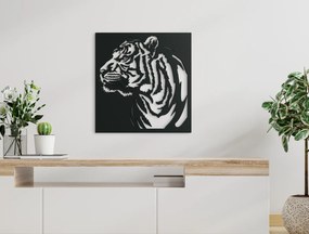 drevko Drevený obraz na stenu Profil tigra Rozmer obrazu: 34 x 32,5 cm, Farba dekorácie: Čierna