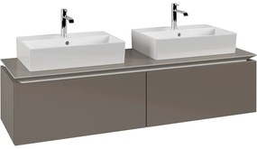VILLEROY &amp; BOCH Legato závesná skrinka pod dve umývadlá na dosku, 2 zásuvky, 1600 x 500 x 380 mm, Truffle Grey, B67600VG