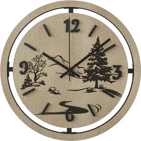Nástenné hodiny Lesná krajina gravírované | PUPOU: HDF - Javor 30 cm 4795-115320 HDF0607