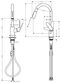 Hansgrohe Focus M41, drezová batéria s vyťahovacou spŕškou, čierna matná, HAN-31815670
