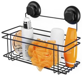 Čierna samodržiaca nástenná kúpeľňová polička Compactor Bestlock Black All Purpose Holder, 30 x 20,5 cm