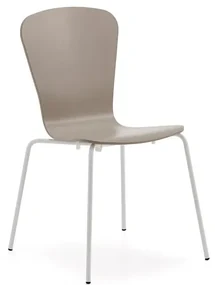 Stolička MILLA, biely podstavec, sedadlo - hlinená šedá