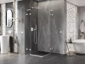 Mexen Lunar, L Duo výklopný sprchový kút 85 x 85 cm, 8mm číre sklo, biely profil, 834L-085L-085P-20-00