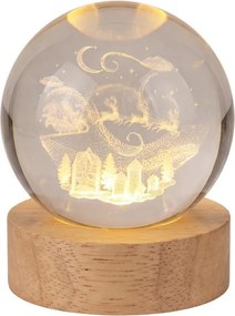 LED stolná lampička na drevenom podstavci - sobie záprah - Ø 6 cm / USB