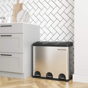 Odpadkový kôš 3 x 18 l strieborno-čierny