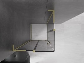 Mexen Velar L Duo, sprchový kút s posuvnými dverami 100 x 100 cm, 8mm šedé sklo, zlatá matná, 871-100-100-02-43-55