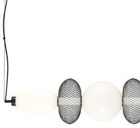 Závesné svietidlo Arame, 3x biele sklenené/2x čierne drôtené tienidlo, b