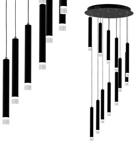 Závesné svietidlo Carbon, 12x biele kovové tienidlo, b