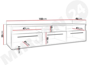 TV skrinka/stolík Clea II (biela + čierna lesklá). Vlastná spoľahlivá doprava až k Vám domov. 1121954