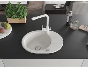 Mexen Kevin, drez granitový 586x458x190 mm, 1-komorový a biela Duero batéria, biela, 6517-20-671600-20