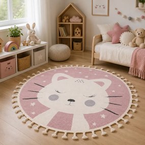 Koberec SKANDI KIDS A1096A ružový / krémový kruh