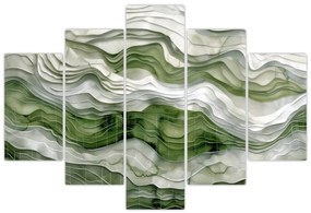 Obraz - Zelenobiele vlnky (150x105 cm)