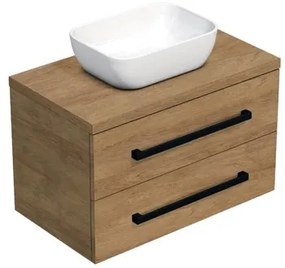 Kúpeľňová skrinka s čiernou úchytkou a krycí doskou SAT Cube Way 80x47,5x46 cm dub Hickory mat CUBE46C803DH45, 1 ks