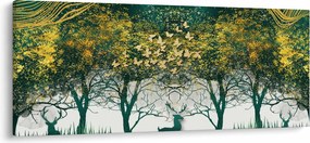 Obraz - Jelene v zelenom lese (120x50 cm)