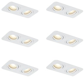 Sada 6 zaoblených zapustených bodových svetiel biela GU10 50 mm otočné a naklápacie IP44 2-svetlá - Alberto