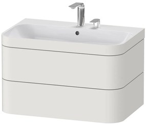 DURAVIT Happy D.2 Plus c-bonded závesná skrinka s nábytkovým umývadlom s dvomi otvormi, 2 zásuvky, 775 x 490 x 480 mm, nordická biela matná lakovaná, HP4637E3939