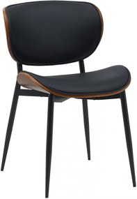 Stolička Enid - koženka - Orech / Čierna