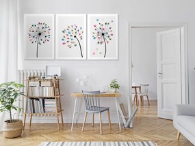 Artgeist Obraz - Rainbow Dandelions (3 Parts) Veľkosť: 120x60, Verzia: Premium Print