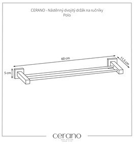 CERANO - Nástenný dvojitý držiak na uteráky Polo - chróm, CER-CER-479842