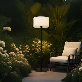 Moderná vonkajšia stojaca lampa čierna s bielym tienidlom IP44 - Mississippi