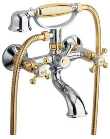 Nástenná vaňová batéria v lesklej strieborno-zlatej farbe (2 výstupy) Antea – Sapho