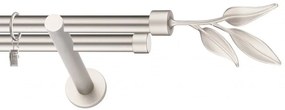 Dekorstudio Chrómová matná dvojradová garniža LIST 19mm Dĺžka: 180cm, Typ uchytenia: Držiak dvojitý modern, Typ príslušenstva: Krúžky tiché so štipcami