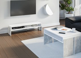TV stolík Ramea (biela + kameň). Akcia -20%. Vlastná spoľahlivá doprava až k Vám domov. 1055245