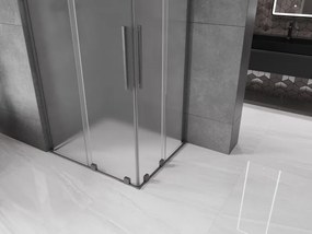 Mexen Velar L Duo, sprchový kút s posuvnými dverami 90 x 80 cm, 8mm sklo námraza, brúsený grafit, 871-090-080-02-33-66