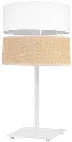 Stolná lampa Juta, 1x jutové/biele textilné tienidlo, n, w