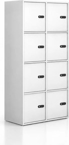 Kancelárska skriňa FRAME, 8x dvere, 872 x 450 x 1735 mm, mechanický kódový zámok, biela