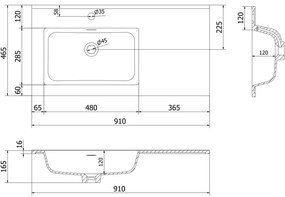 Mexen Orio, kúpeľňová skrinka 90 cm s umývadlom Otis vľavo, 1S, 1D, biela matná, 91A13-09047-3-BBFF01-W18L01